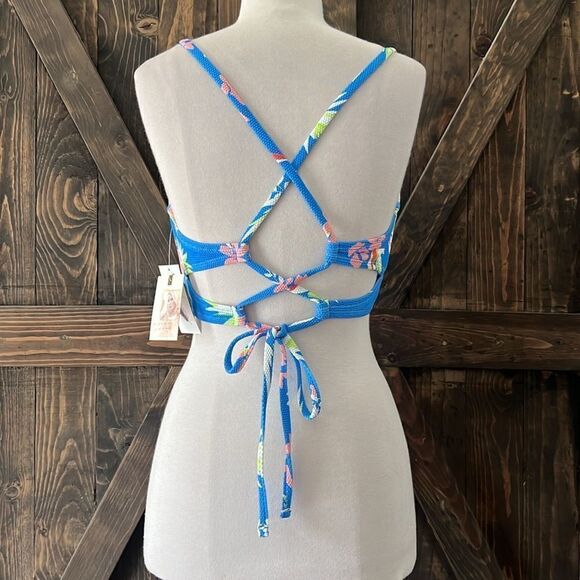 JESSICA SIMPSON Adjustable Cropped Cami Bikini Top CASPIAN MULTI Beach Vibes - Picture 6 of 12